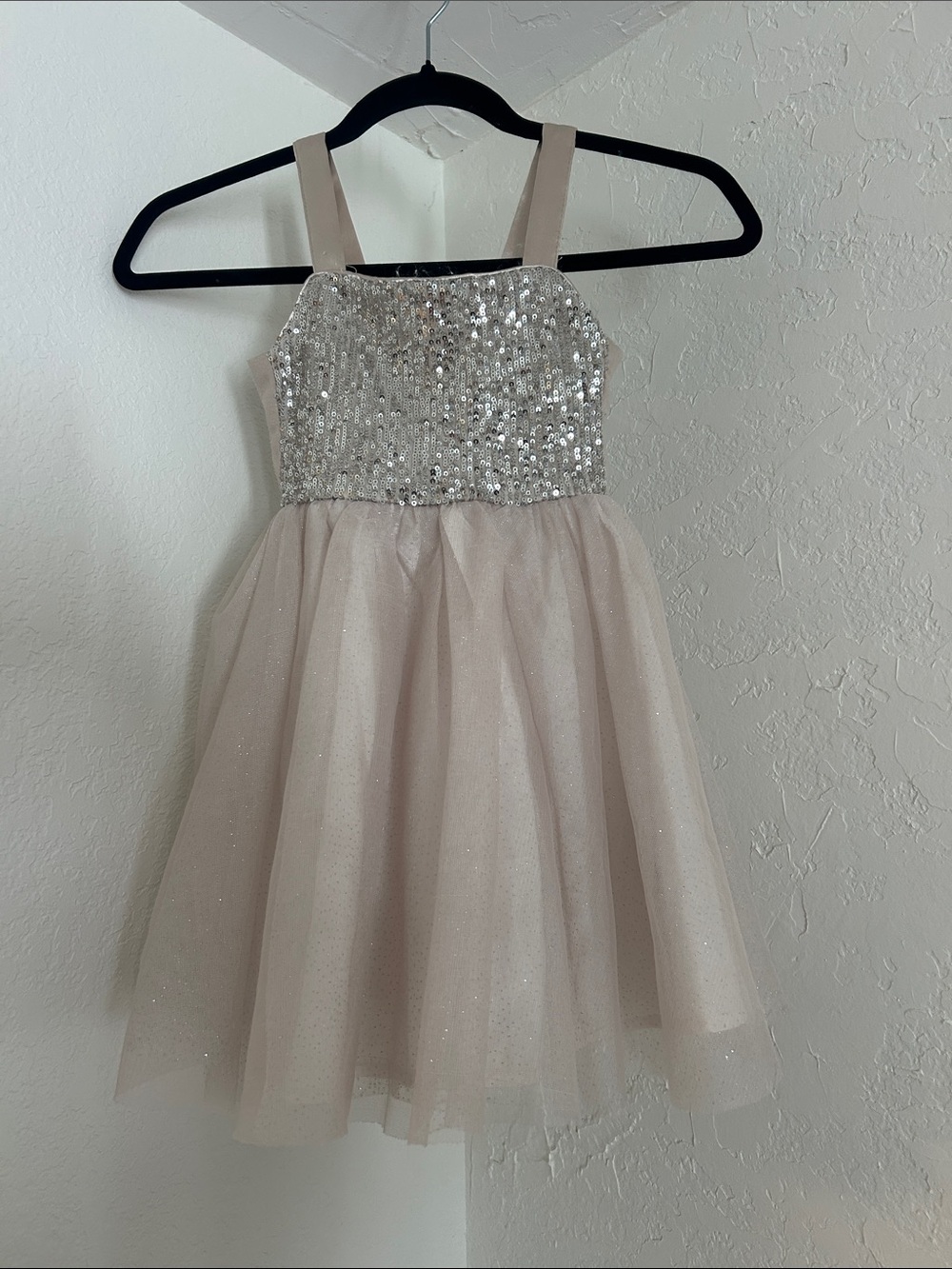 Cat & Jack Sequin Bodice Tulle Dress in Champagne Blush